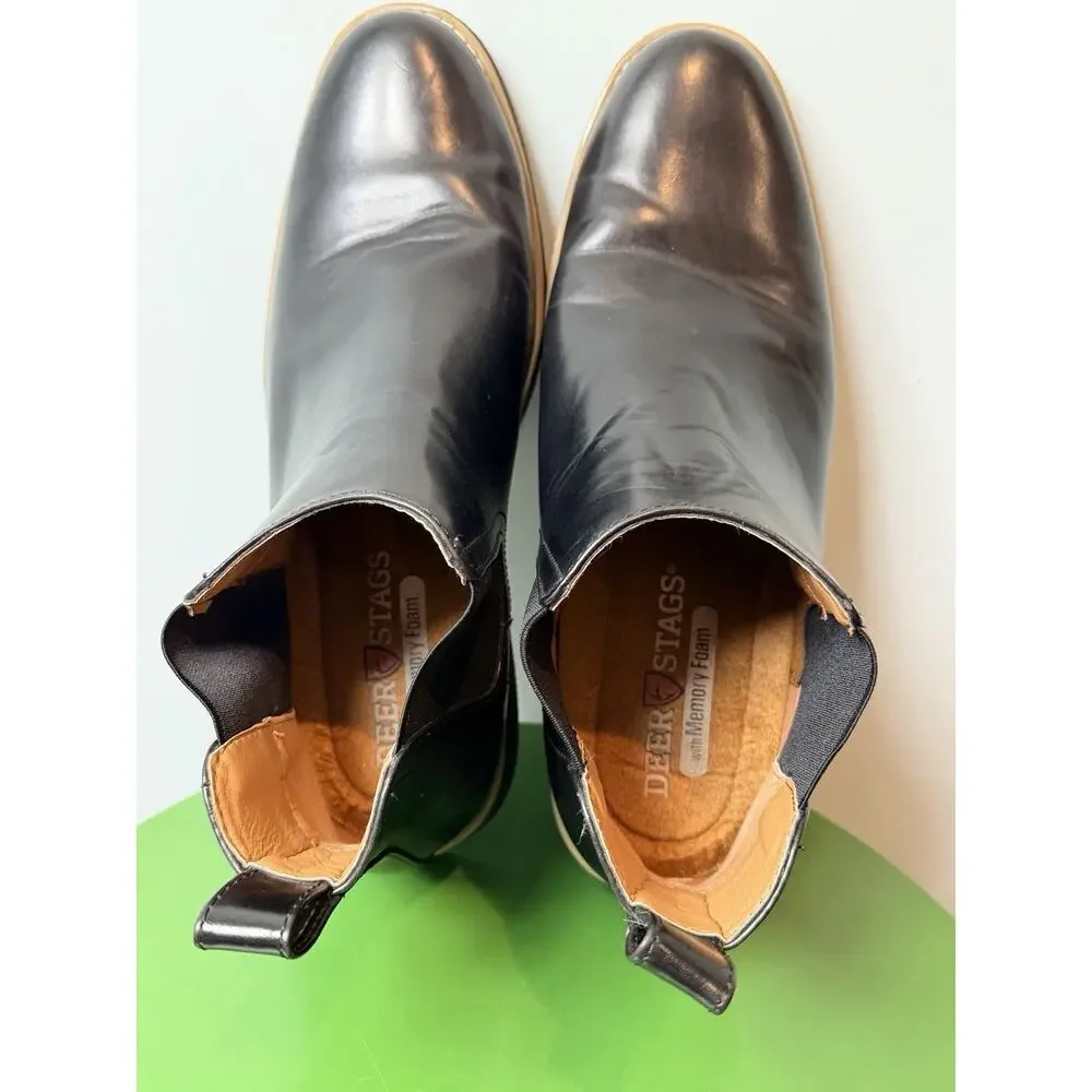 Deer Stags Men's Black Rockland Memory Foam Chelsea‎ Boots Shoes Size 12W